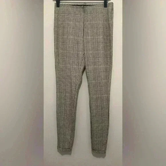Jules & Leopold Stretch Plaid Pants/Leggings, Size Medium, Brown/Tan/Cream - Picture 1 of 11
